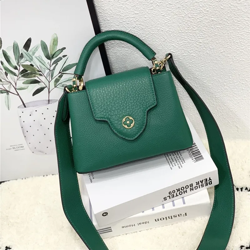 

Trend New Style Women's Embossed Leather Cowhide Hand Square Sling Bag Fashion V Versatile Shoulder Large-Volume WOMEN'S Bag Bag