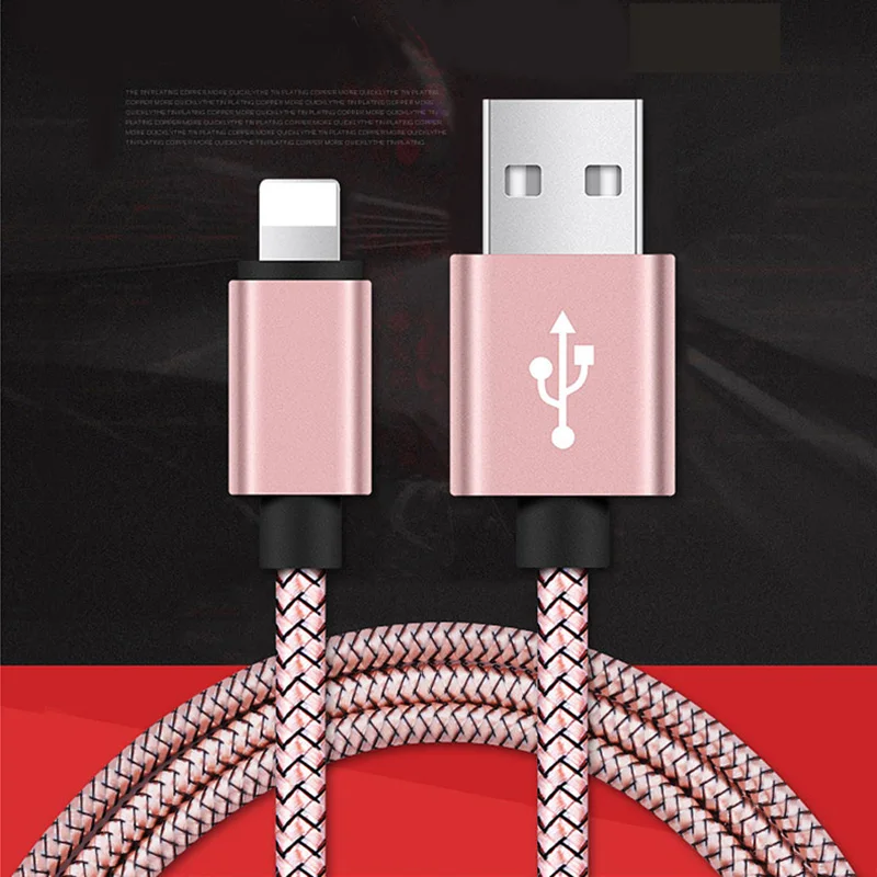 20cm 1m 2m 3m Data USB Charger Cable For iPhone 6s 6 s 7 8 Plus Xs Max XR X 10 5s iPad Nylon Fast Charging Origin Long Wire Cord