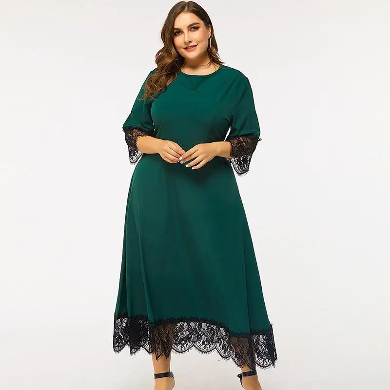 green lace maxi dress