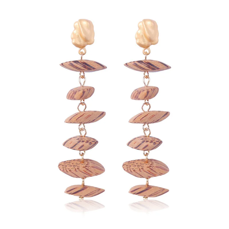 

2020 Oorbellen Brincos Natural Wooden Tassel Earrings With Europe And The Cross-border Geometric Simplicity Eardrop Accessories