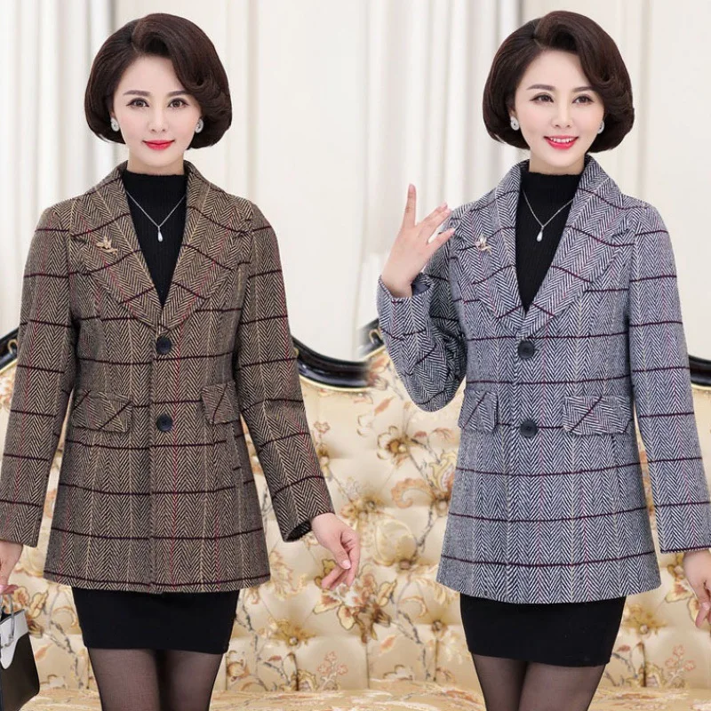 

Middle-aged Women's Spring And Autumn Coat Middle-aged Women Dress Suit Tops New Style Autumn Clothing Suit Middle-aged WOMEN'S