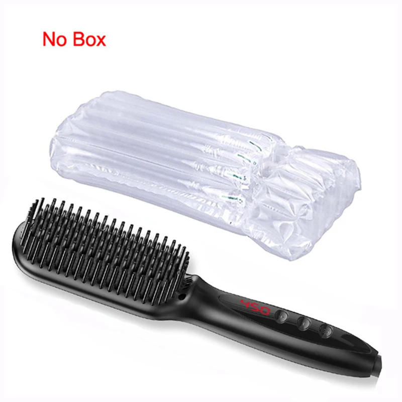 Hair Straightener Brush New Beard Straightener Comb Ceramic Heating, Anti-Scald Best 3 in 1 Hair Straightening Comb for Men - Цвет: Black Without Box