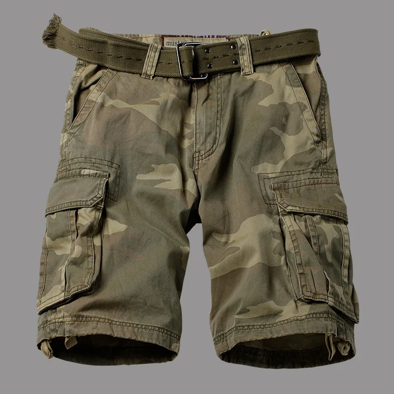 2023 summer Korean style camouflage cargo shorts men loose washing Multi-pocket cargo shorts for men 29-42 2