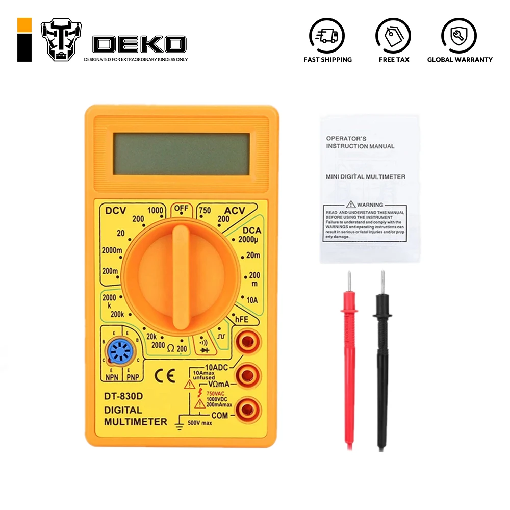 Multimètre numérique CA/CC Dekoxer, Multifonctions, testeur de tension