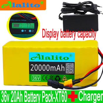

36V 20AH Electric Bike Battery 20A BMS Lithium Battery Pack 36 Volt with Ebike Battery XT60 plug with Capacity Indicator+charger