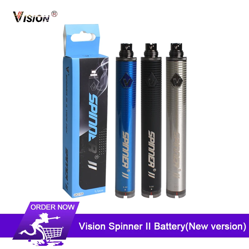 

Original Vision Spinner II Battery 1600mAh Electronic Cigarettes 510 Thread Vape Pen For CE4 CE5 Evod H2 T3S CBD Atomizer