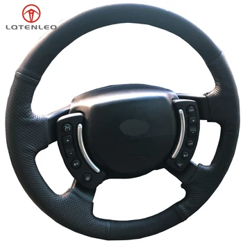 

LQTENLEO Black Genuine Leather Suede DIY Hand-stitched Car Steering Wheel Cover For Land Rover Range Rover 2003-2012