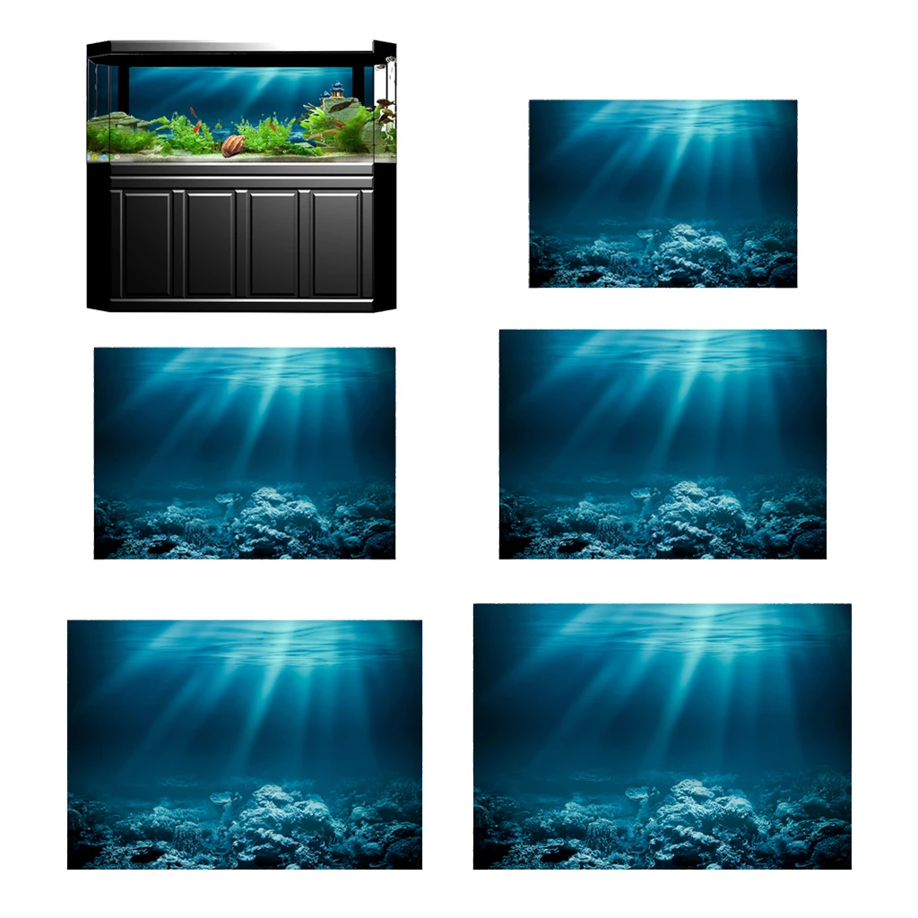 Blesiya 3D Aquarium Background Tank Backdrop Static Cling Wallpaper Sticker