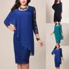 Robe Midi moulante à manches 3/4 et col rond pour femme, vêtement de couleur unie, Double couche, grande taille, nouvelle collection, vente en gros, livraison directe ► Photo 2/6