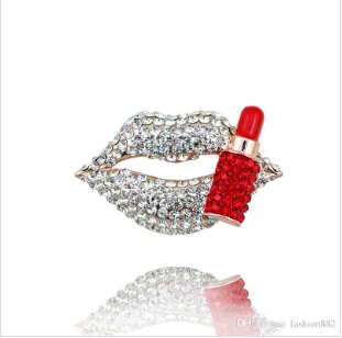 

Стразы день Святого Валентина Модные ювелирные изделия пикантные любовь красные губы брошь булавка