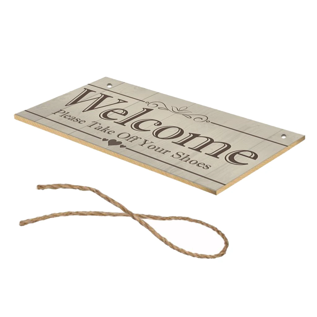 20x10cm Wooden Sign Printed Welcome Characters Wall Hanging Plaque Art Wood Sign Hanging Ornaments Home Decor Wall Decor 