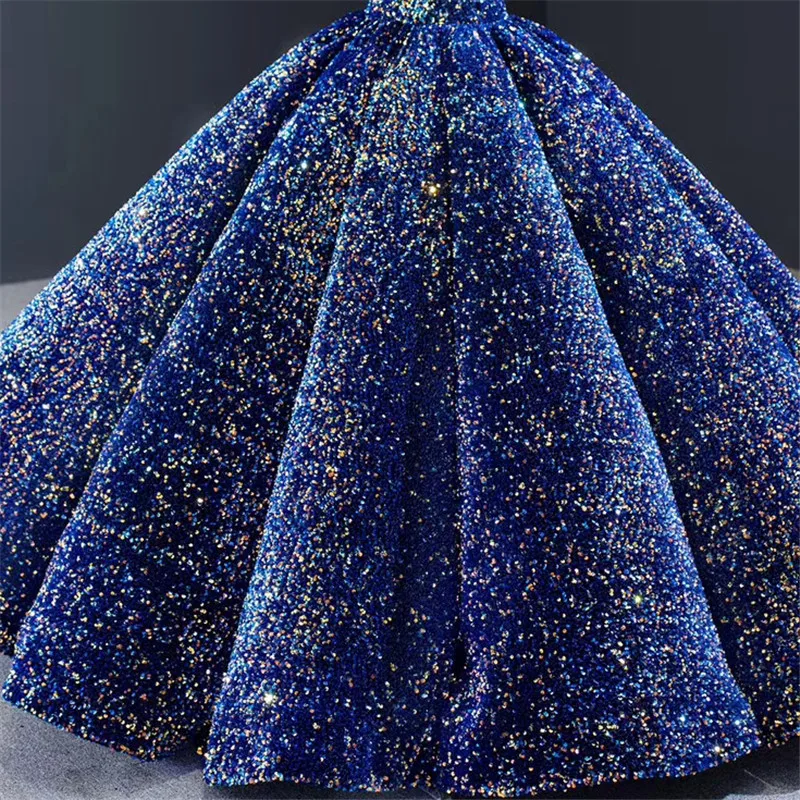 Royal Blue Серен Хилл Дубай розовое золото роскошное свадебное платье блёстки с длинным рукавом свадебное платье на заказ CHM66991 - Цвет: Royal Blue