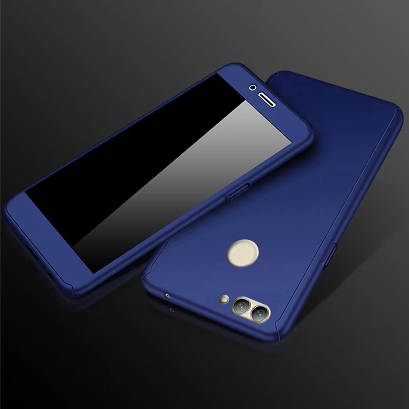 Синий Чехол из закаленного стекла для huawei mate 20 Lite X 10 9, жесткая пленка для экрана из поликарбоната 360 чехол для huawei Y9 Y6 Prime Y7 Pro Y5 - Цвет: Синий
