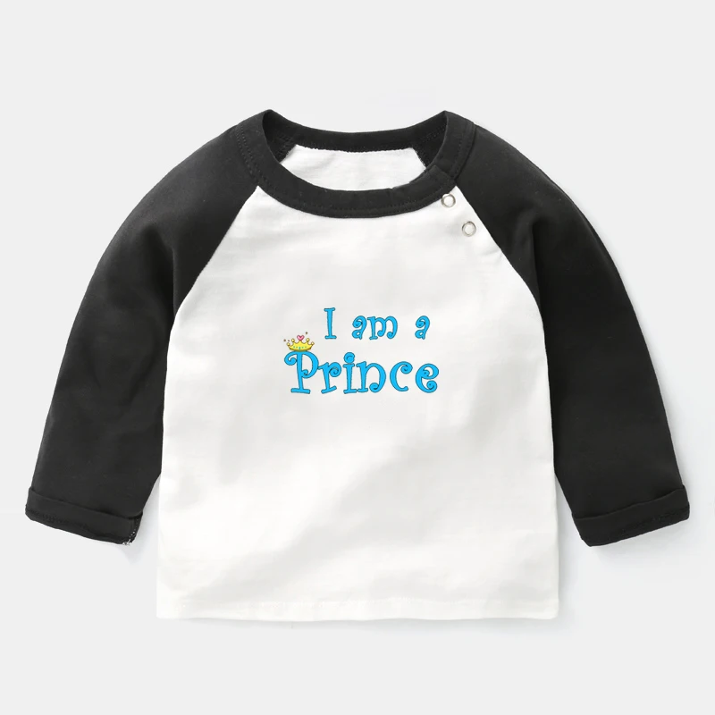 YCB2778C Футболка с длинными рукавами и принтом «I'm a prince» для мальчиков и девочек топы, хлопковый свитер От 0 до 2 лет Детские футболки подарок на праздник - Цвет: YCB2778C