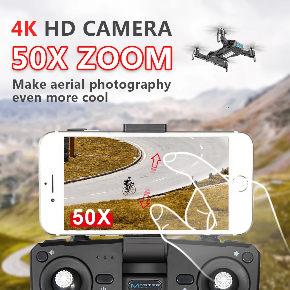 Wifi Дрон 4K HD с регулируемой широкоугольной камерой FPV в режиме реального времени воздушный видео складной Квадрокоптер жесты фото RC Дрон игрушки