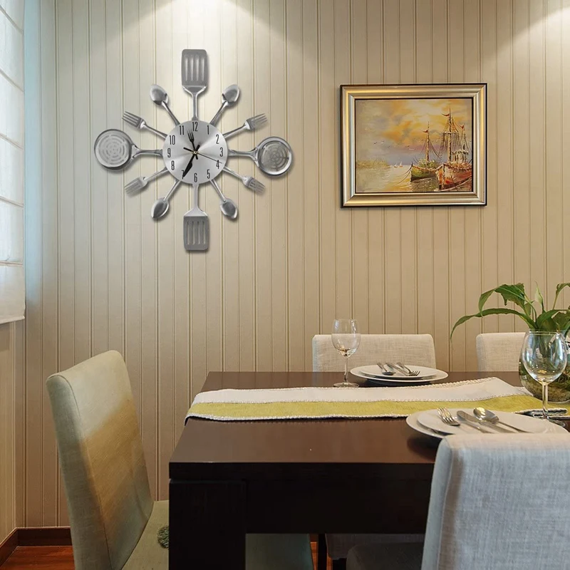 Large Kitchen Wall Clocks with Spoons and Forks Wall Clock Creativ Tableware Wall Clock wall clock