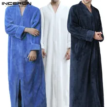 INCERUN/фланелевая домашняя одежда для пар, мягкий удобный длинный пуловер, халат, пижама, Модный повседневный теплый халат размера плюс