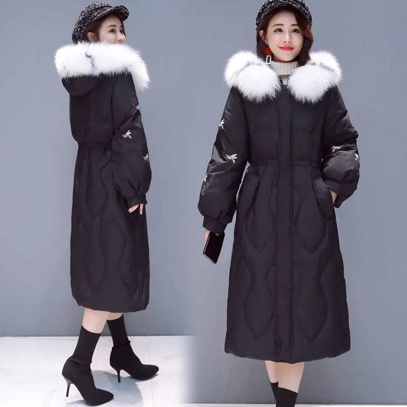 

Cotton-padded Clothes Women's Mid-length 2018 Winter New Style Korean-style Waist Hugging Slimming down Jacket Cotton-padded Clo