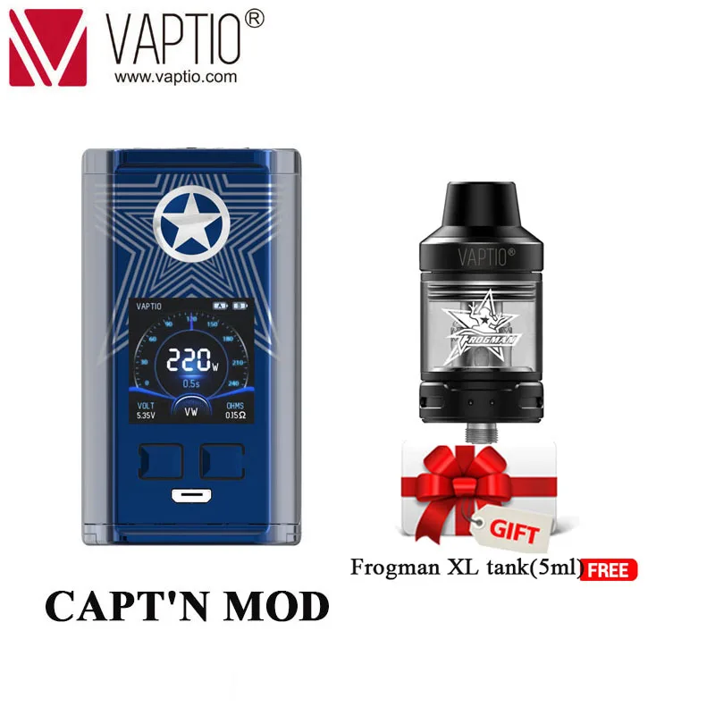 Blue with Tank 【Clearance】подарки Vape мод Vaptio N1 Pro2400W бокс мод для электронных сигарет Поддержка 2X18650 батареи без батареи - Цвет: Blue with Tank