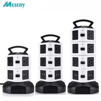 

Vertical Power Strip Tower Outlets Surge Protector US Electric Plug Socket USB 6.5ft Retractable Extension Cord for Home Office