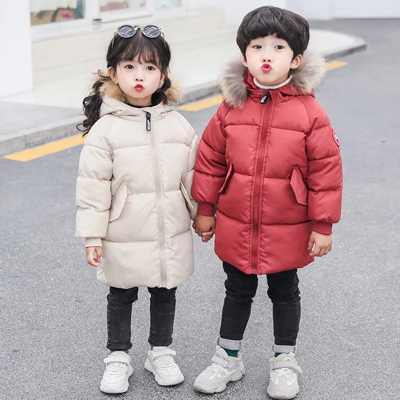 

2019 New Autumn And Winter Baby Children's Cotton Coat Boys Girls Thickened Long Down Jacket Cotton Coat
