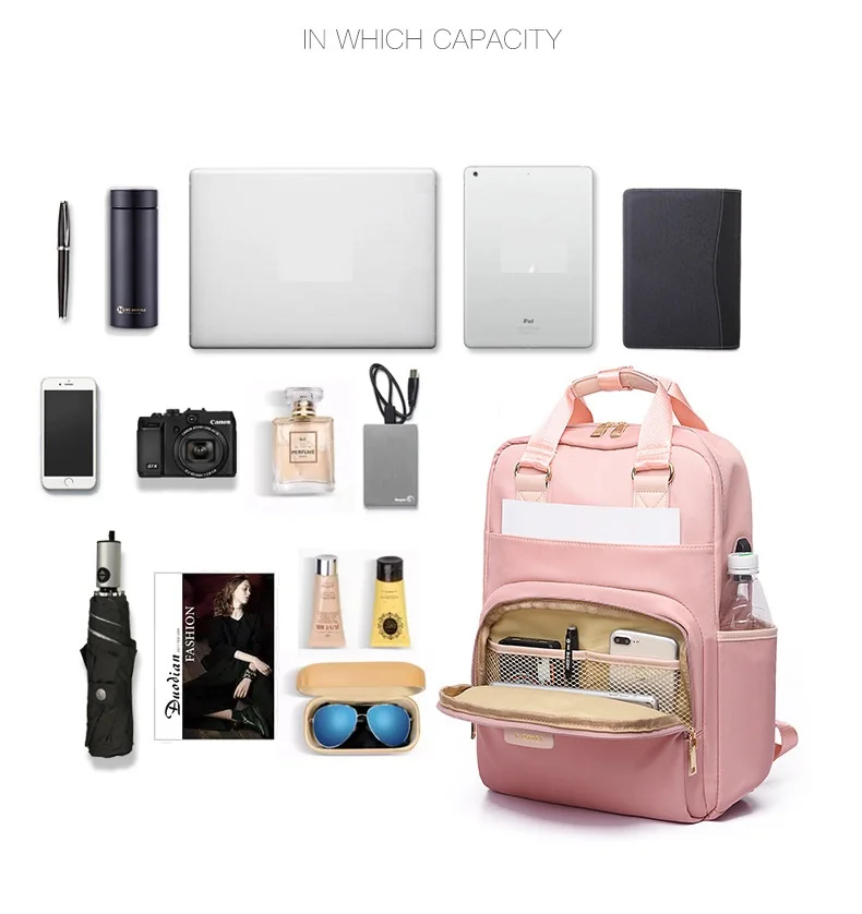Стильный водонепроницаемый рюкзак для ноутбука 15,6 женский модный рюкзак для девочек черный рюкзак женская большая сумка 13 13,3 14 15 дюймов розовый