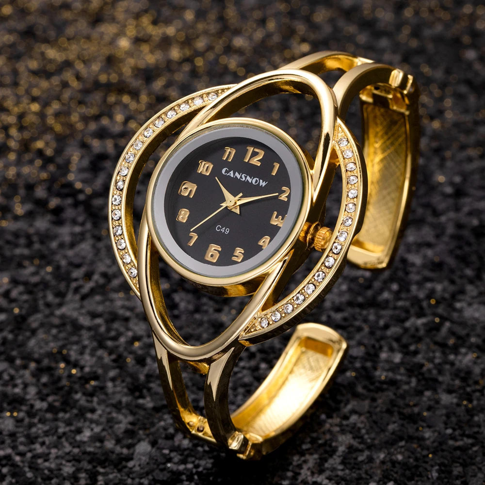 Tanie Luksusowe zegarki damskie kryształ mała tarcza moda kwarcowy bransoletka z