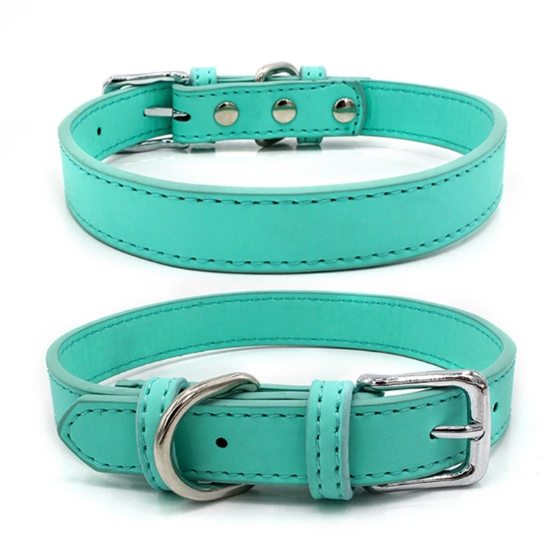 5 Colors PU Small Dogs Collars XS-M Adjustable Zinc Alloy Solid Color Puppy Collar Comfortable Durable Pets Supplies Accessories best flea collar for dogs