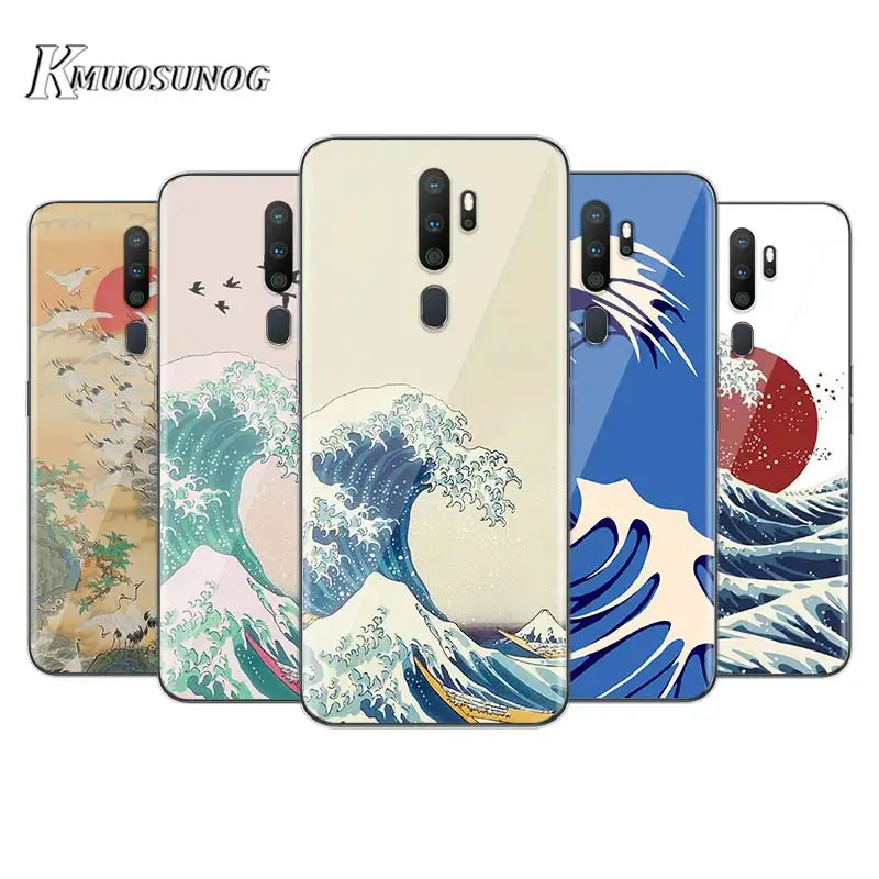 

For OPPO A5 A9 2020 F7 Phone Case Wave Art Japanese for OPPO Reno 2 Z 2Z 2F 3 4 Pro 5G Soft TPU Phone Cover