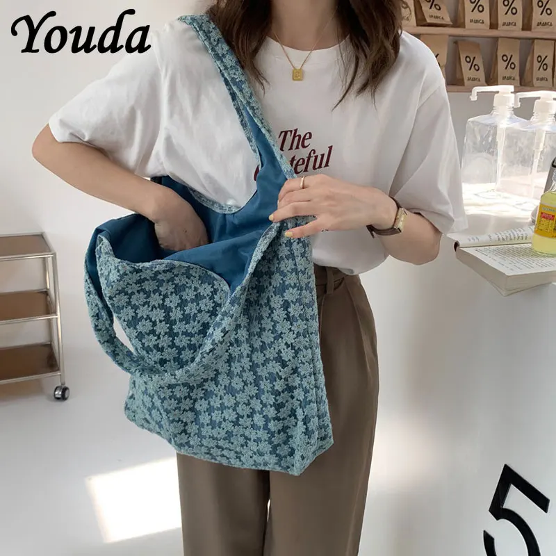 Youda Ladies New Style Cotton Fabric Shoulder Bag for Women Simple Stripe  Handbag Large Casual Capacity Shopper Tote Bags - AliExpress