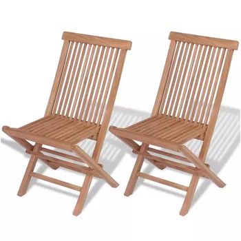 

Two Pcs Teak Folding Chair Stool Outdoor Garden Seat Leisure Lounge Chair Fishing Picnic Gather Travel Portable