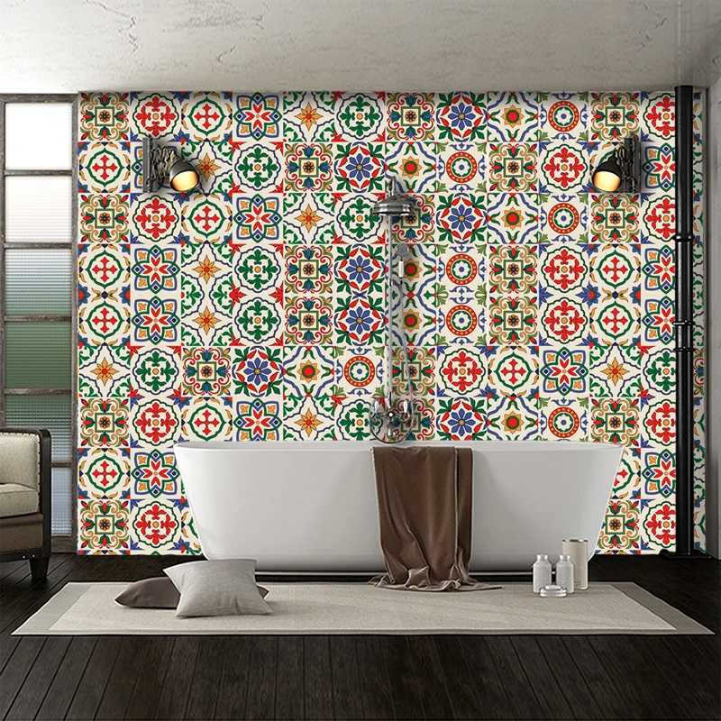 30Pcs PVC Waterproof Self-Adhesive Wall Stickers Moroccan Style Furniture Kitchen Bathroom Floor Decorative Tile Stickers 30Pcs PVC Waterproof Self-Adhesive Wall Stickers Moroccan Style Furniture Kitchen Bathroom Floor Decorative Tile Stickers