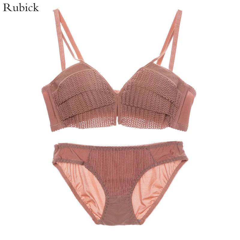 Sexy Underwear Set Thin Bras Small Size Wireless Bra Set Push Up Knitted Cup Cover Seamless