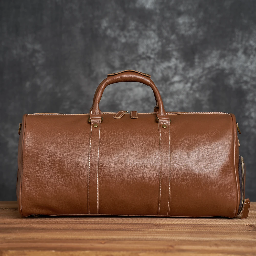 ZRCX Natural Cow Skin Travel Bags Men's Leather Overnight Bags Hand Luggage Men Male Weekend Bag Business Man 50cm