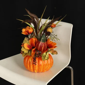 

Imitation Hydrangea Maple Leaf Pumpkin Decoration Table With Autumn Color Home Decor Halloween Supplies