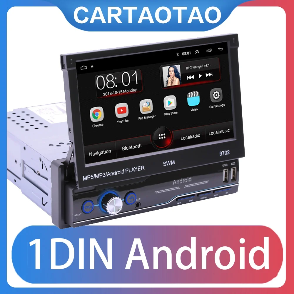 1din Android 8,1 GO четырехъядерный автомобильный DVD gps навигационный плеер 7 ''Universa автомобильный Радио WiFi Bluetooth MP5 мультимедийный плеер