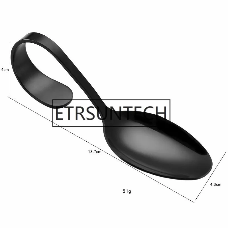 Черный 100pcs New Stainless Steel Hotel Tableware Soup Spoon Spoon Multi Color Dinner Decoration Tableware Kitchen Tool - Цвет: Черный