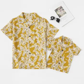 

PatPat 2020 New Summer Leaf Print Aloha Tops for Daddy and Me Matching Outfits Daddy and Me Tops Beach Style