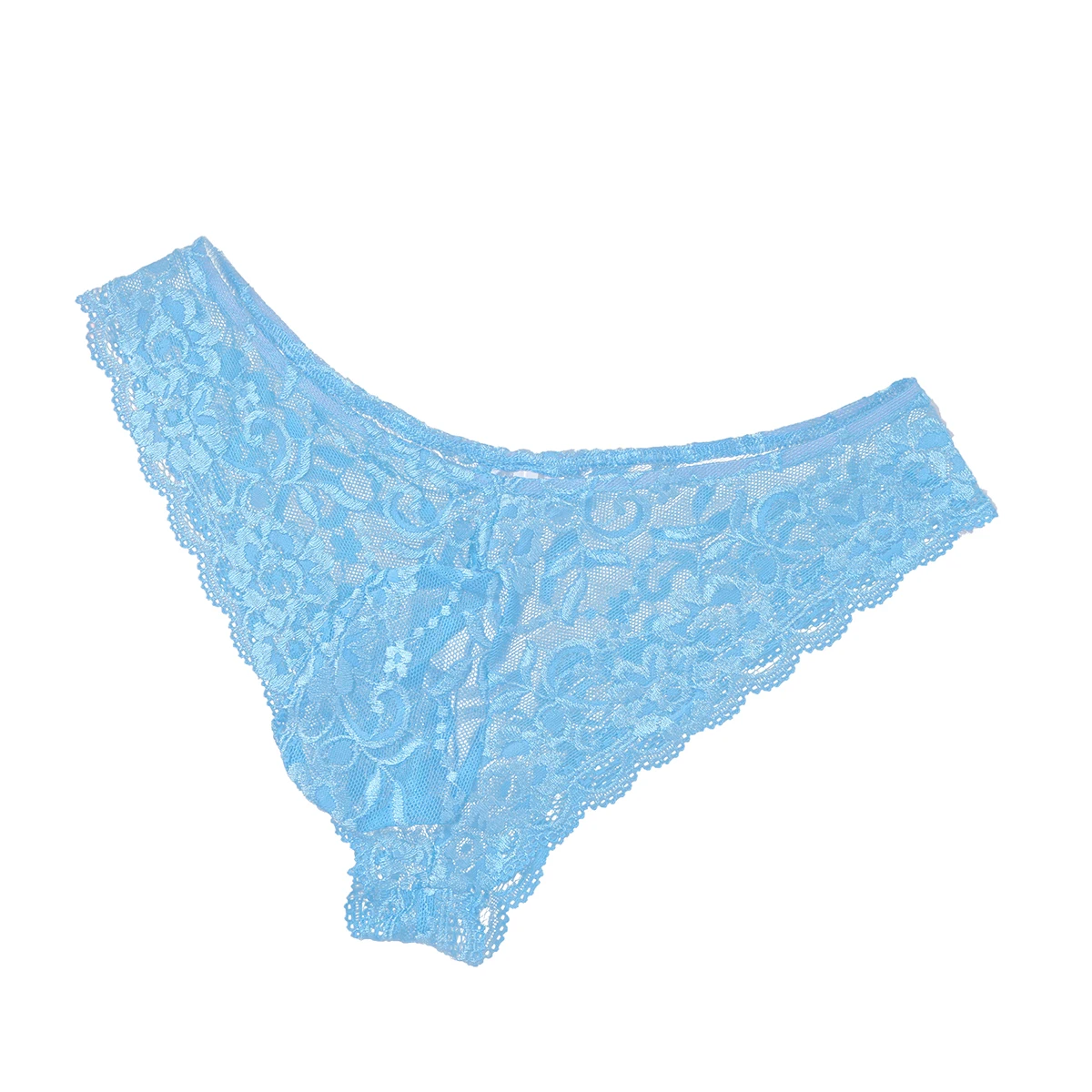 Mens Lingerie Sissy Panties Lace Floral Bulge Pouch Low Rise Bikini Briefs Semi-see Through Mesh Bikini Underwear Underpants