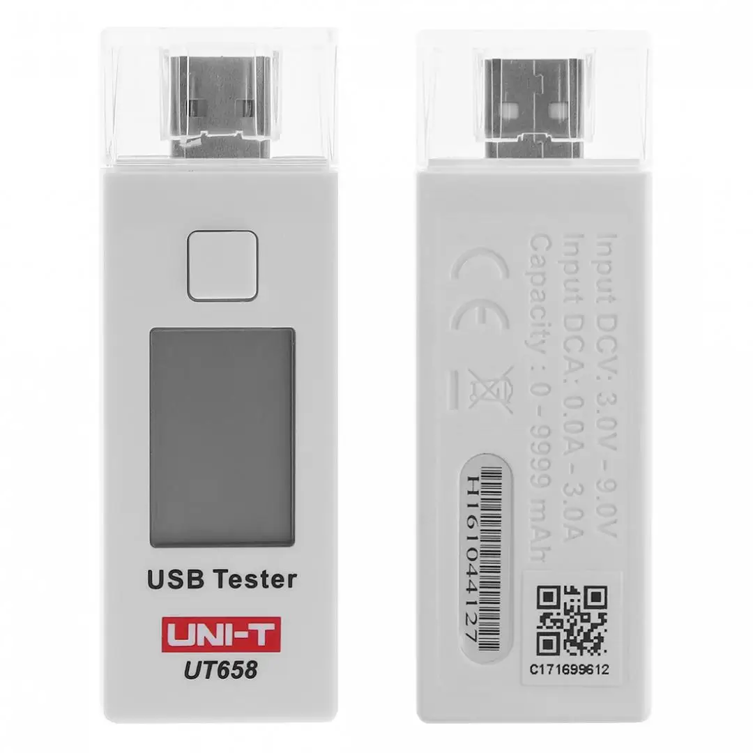 UT658 9V 3A Портативный USB цифровой монитор напряжения измеритель тока тестер емкости с ЖК-дисплеем и подсветкой