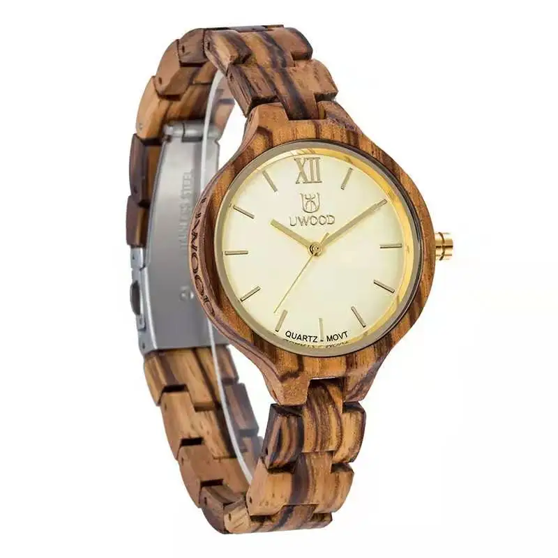 Uwood женские Деревянные Часы повседневные кварцевые часы винтажные наручные часы для дам - Цвет: Zebra