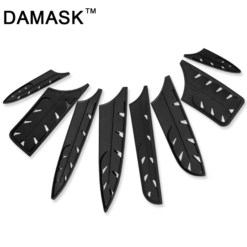 8pcs Set Дамасский Чехол для ножа черные пластиковые ножи Чехлы для нержавеющей стали футляр для ножей защита лезвия Ножи защита лопастей кухонный инструмент - Цвет: 8pcs Set