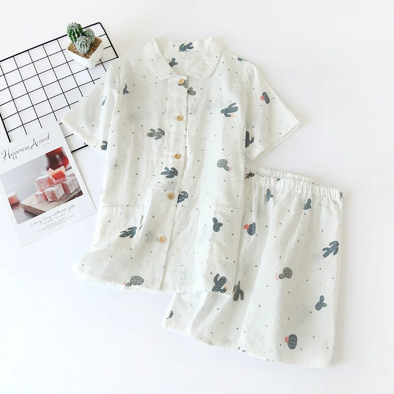 Пижама с короткими рукавами из 100% хлопка женские пижамные комплекты шорты