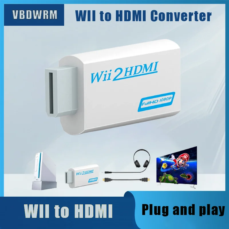 Адаптер Wii в HDMI совместимый с 2hdmi-совместимый преобразователь 3 5 мм аудио для ПК HDTV