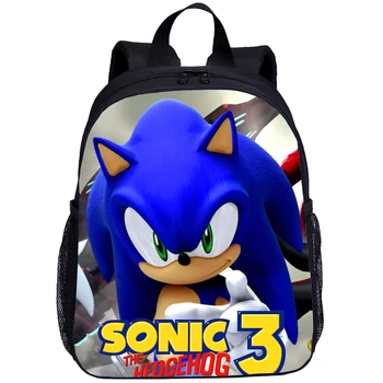 

13 Inch Cartoon Sonic Children Backpack Boy Girls School Bags Kindergarten Bags Kids School Backpack Small Toddler Bag Bookbag