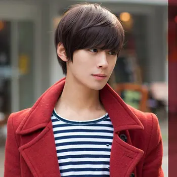 

Korean Men's Handsome Short Straight Hair Synthetic Full Wigs Cosplay Party 3 Colors Fiber Breathable Fit Different Head Types