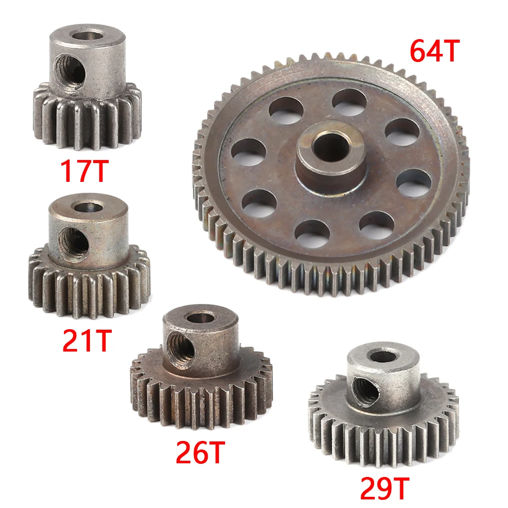 Motor Pinion Grey Main Gear 64T 11181 Unlimited Steel Teeth 21T Truck Metal Diff 1/10 RC Parts 5 Styles HSP RC Tools 11184 motor gear transmission gear