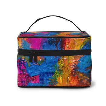 

A makeup bag wash bag receptacle bag Cosmetic Bag Abstract Painting (23)