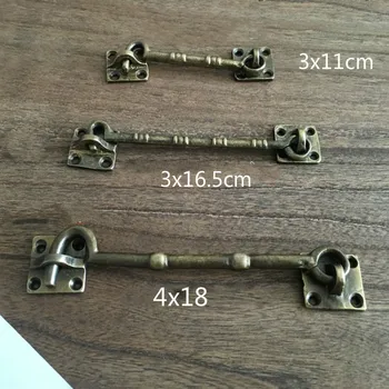 

Chinese Antique Pure Copper Windows Lock Hook Windproof Holder Hasp Vintage Bronze Brass Silding Door Buckle Supports