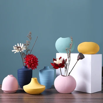 

Ceranic Morandi Color Terrarium Container Porcelain Vase Attached Fake Flower American Stylegolden Vase Decor Classic Resin